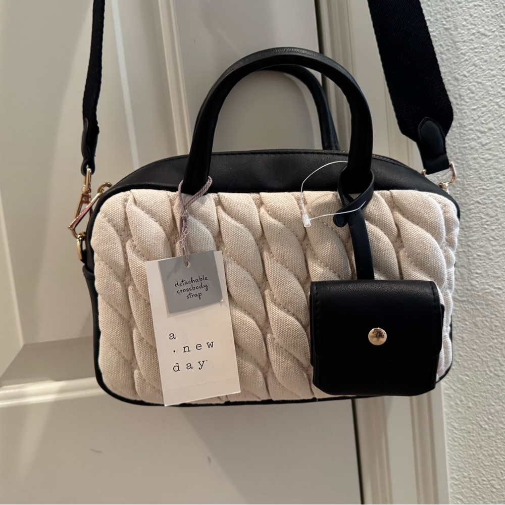 A New Day Black and Cream Women's Bag quilted design